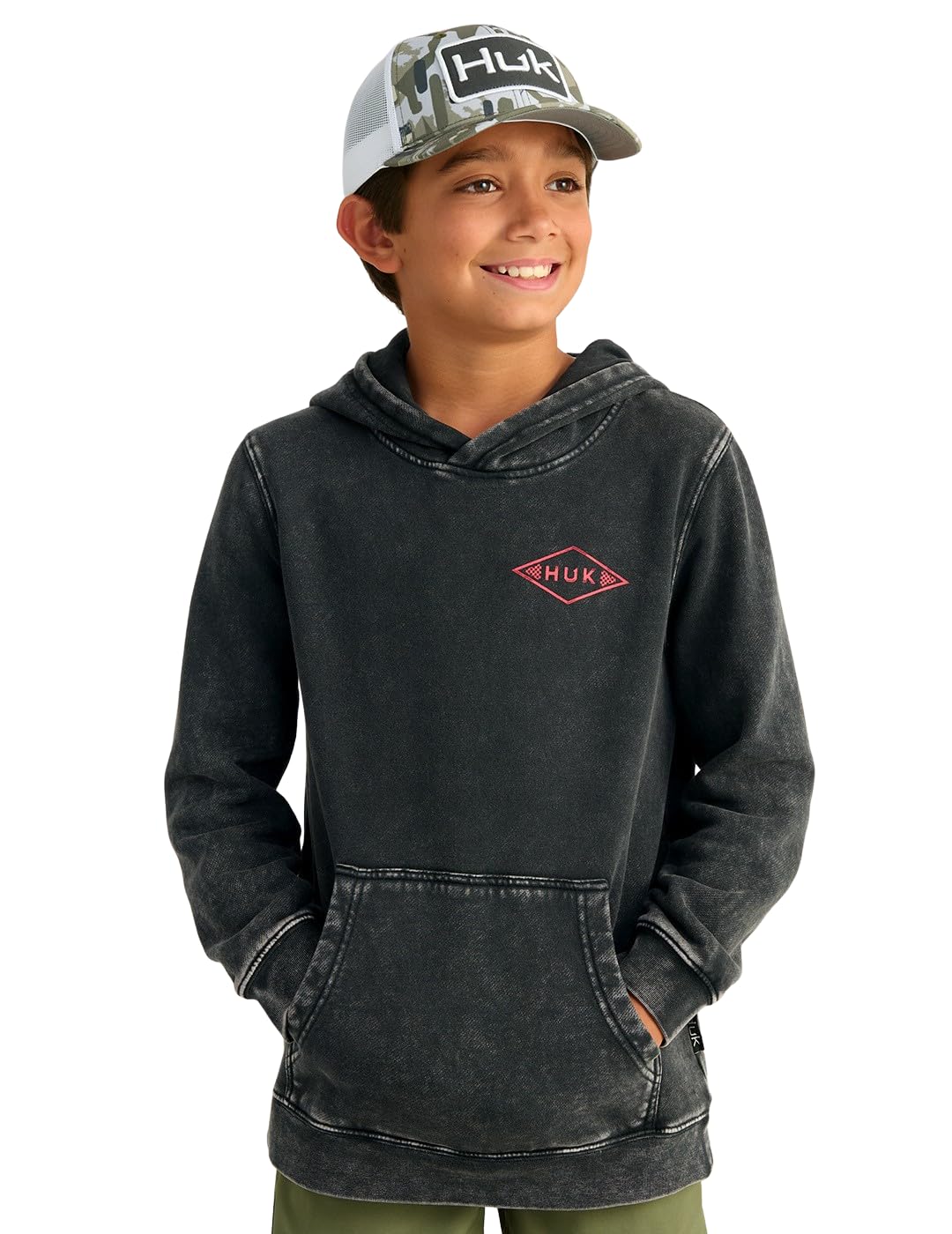 Kids Cotton Fleece Fishing Hoodie in Storm Blue