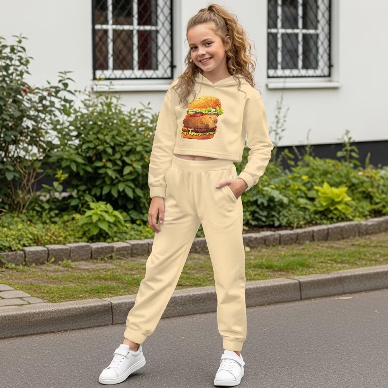 Girls Animal Hoodie & Tapered Pants Set