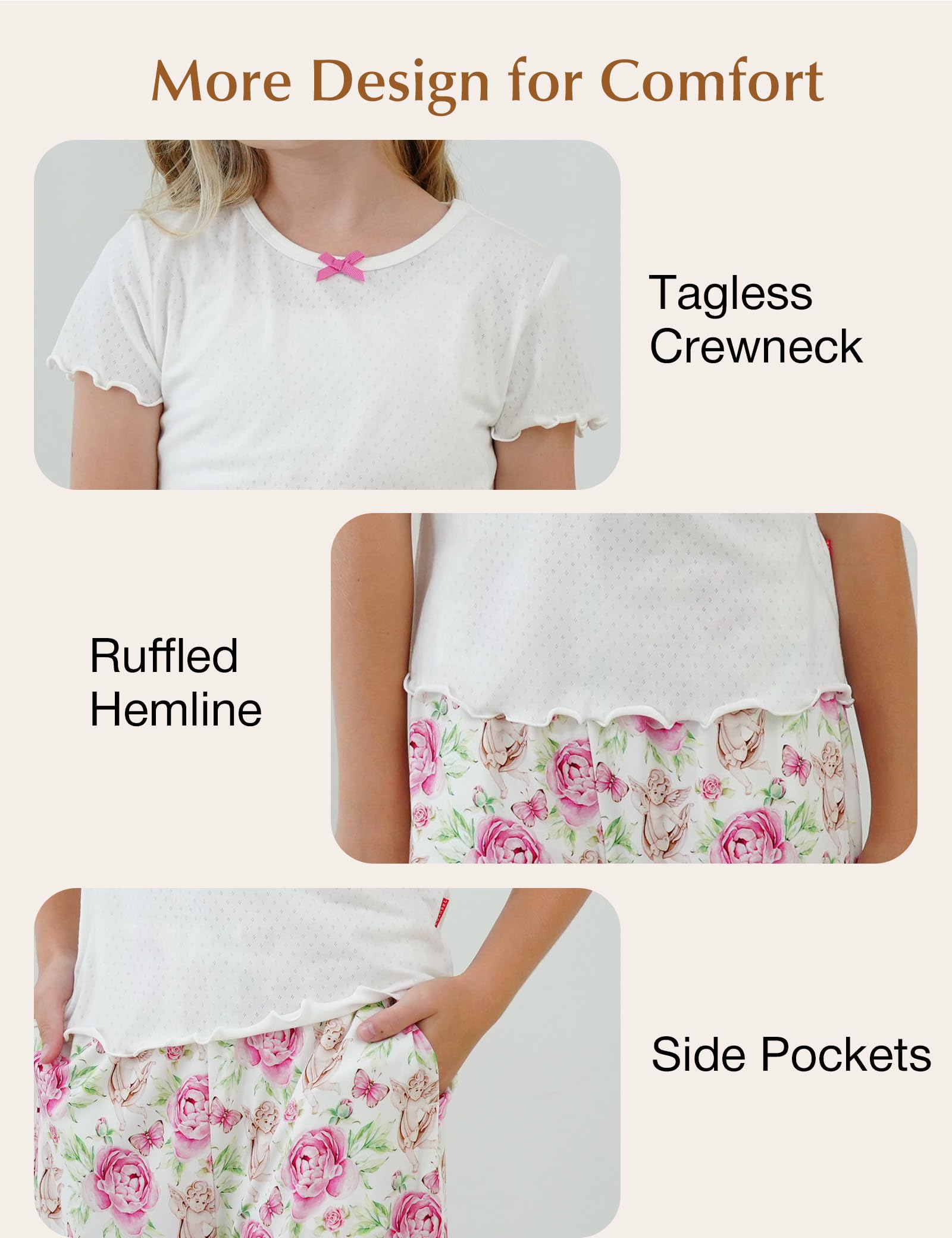 Girls Bamboo Viscose Short Sleeve Pajama Set