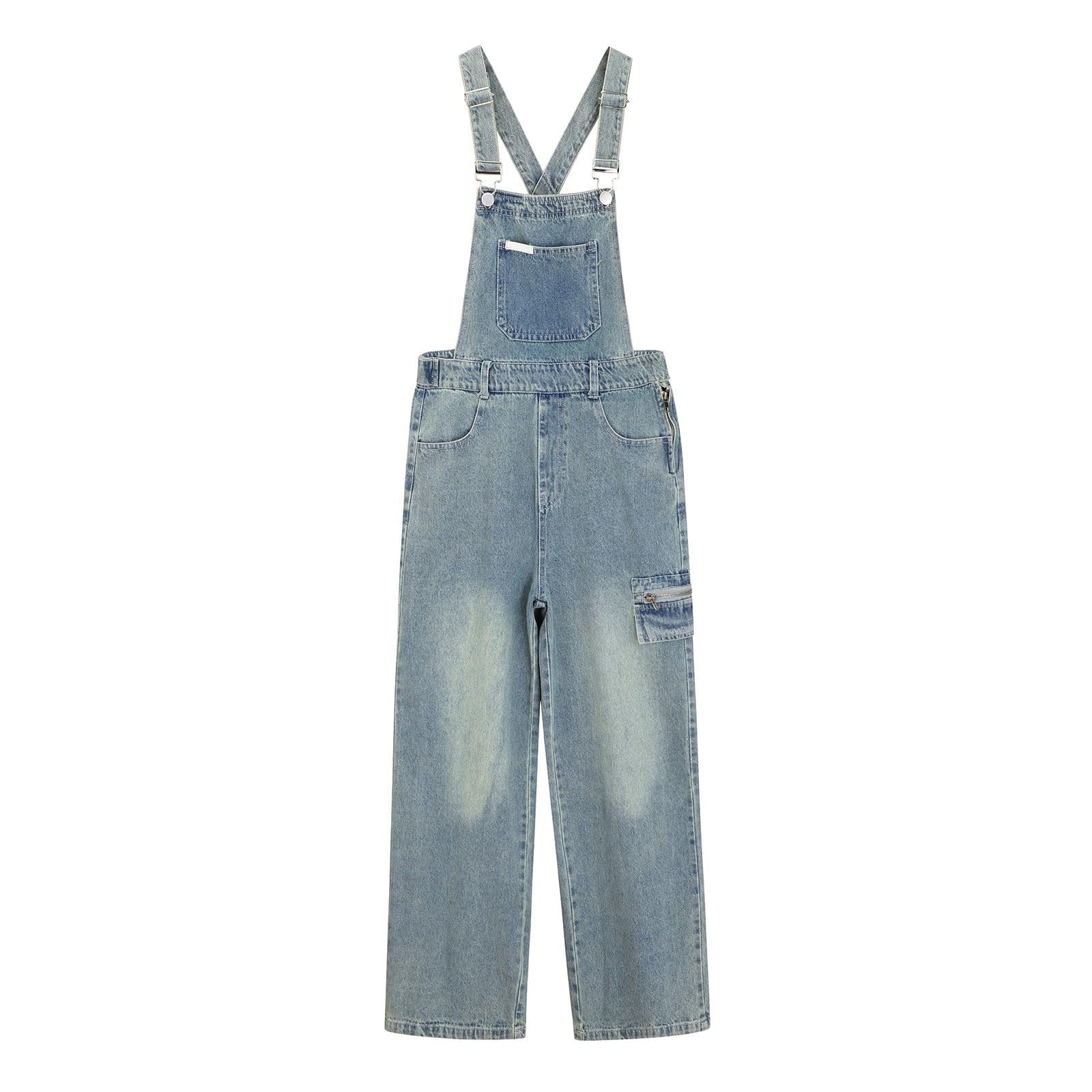Girls Oversized Wide-Leg Denim Overalls