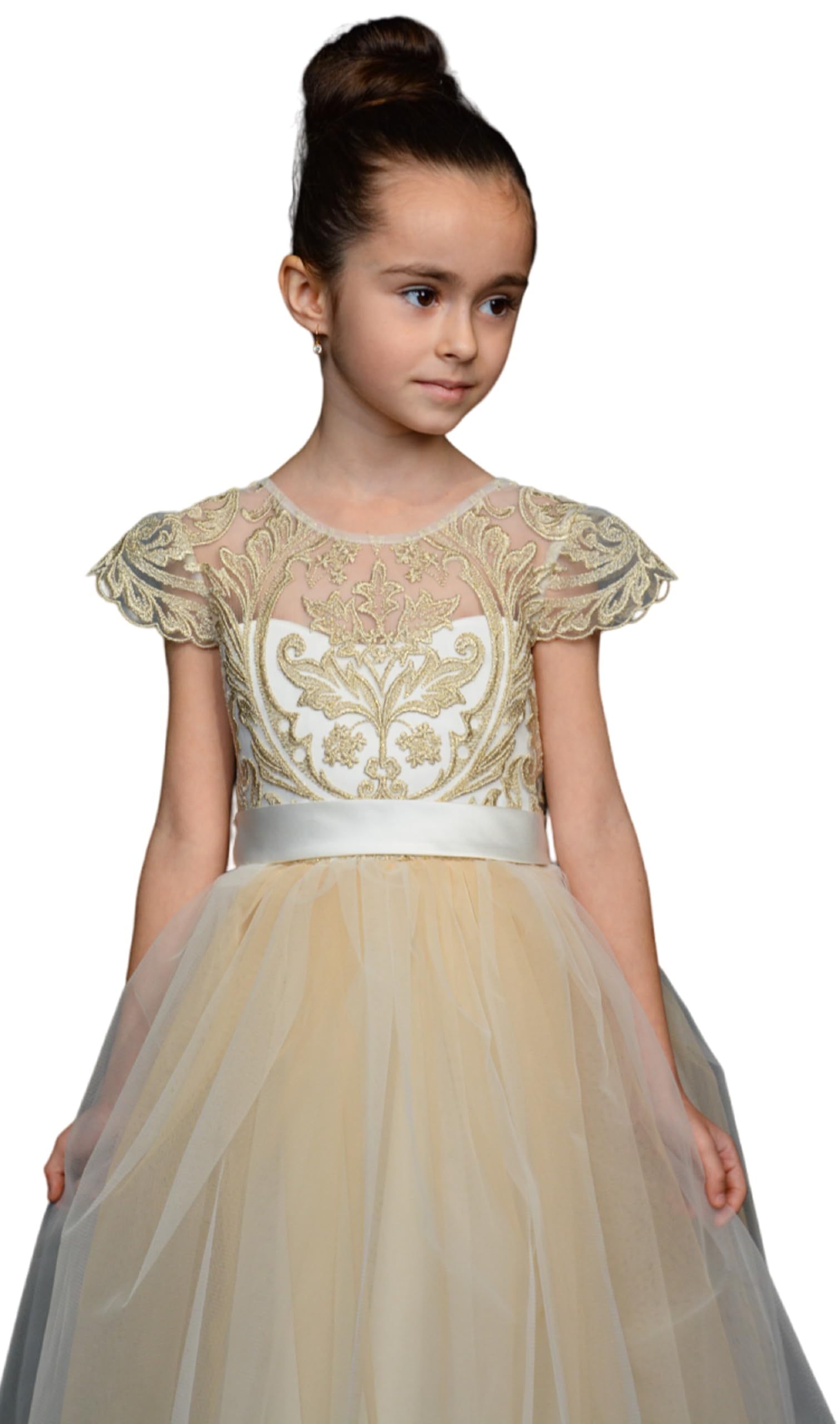 Girls Lace Tulle Flower Girl Dress