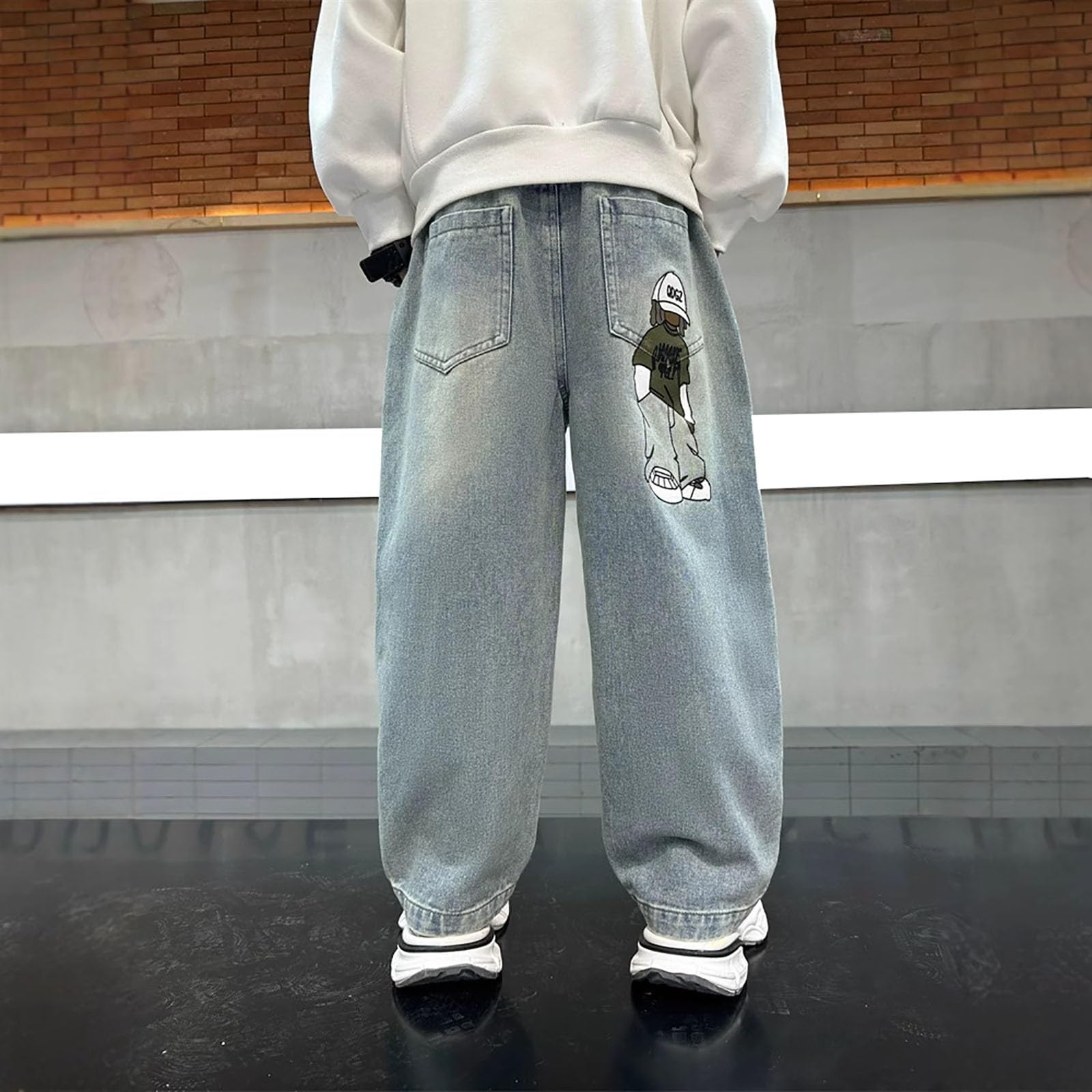 Boys Y2K Wide Leg Denim Jeans