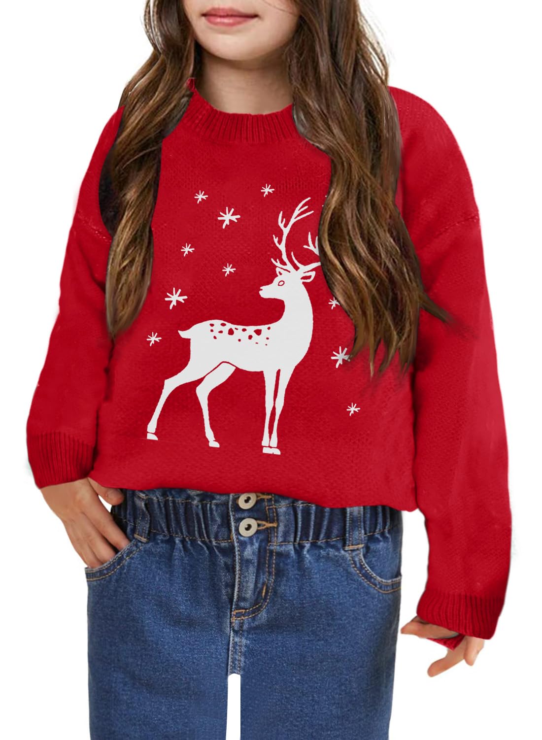 Kids Long Sleeve Cable Knit Crewneck Sweater