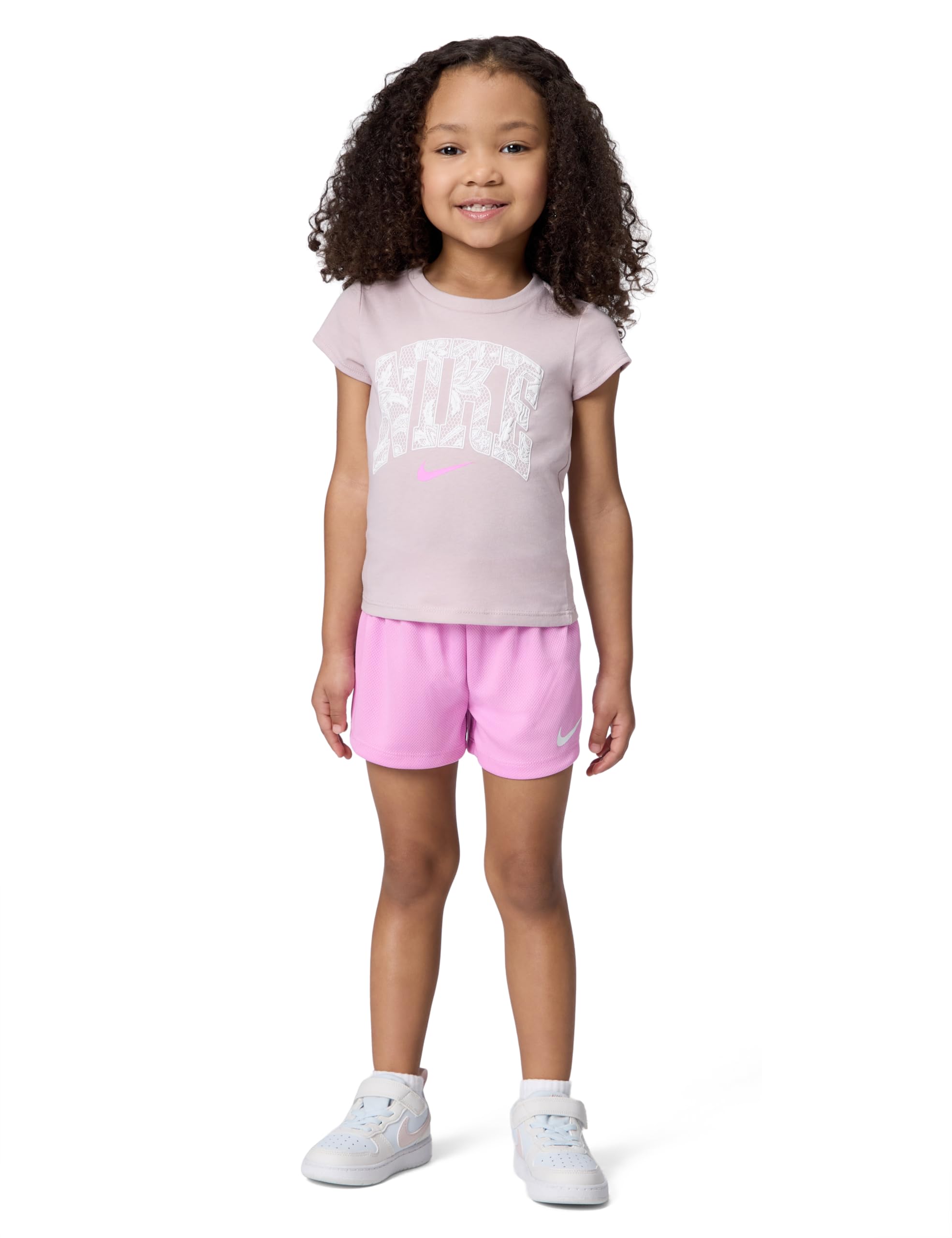 Nike Girls' Graphic T-Shirt and Mesh Shorts 2-Piece Outfit Set