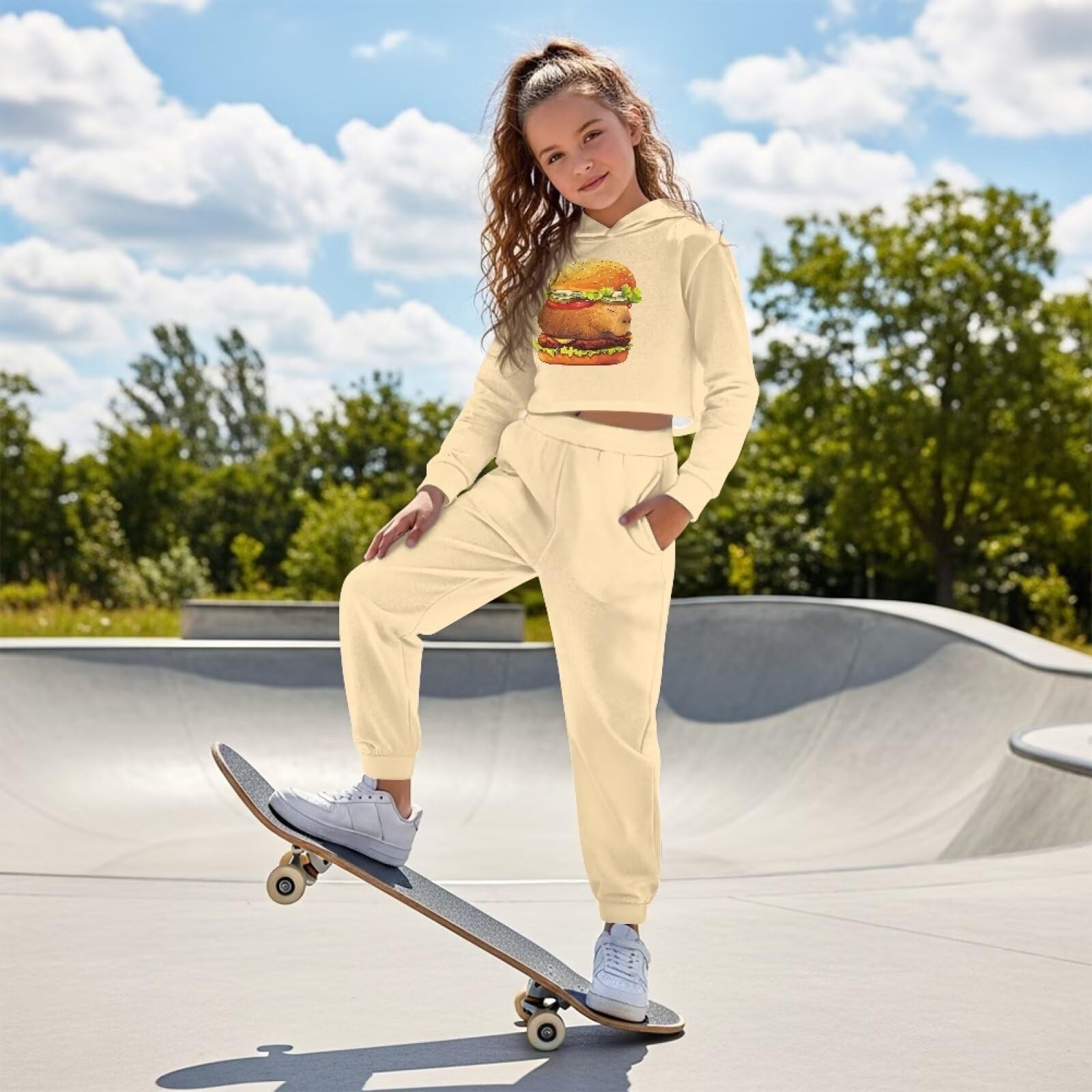 Girls Animal Hoodie & Tapered Pants Set