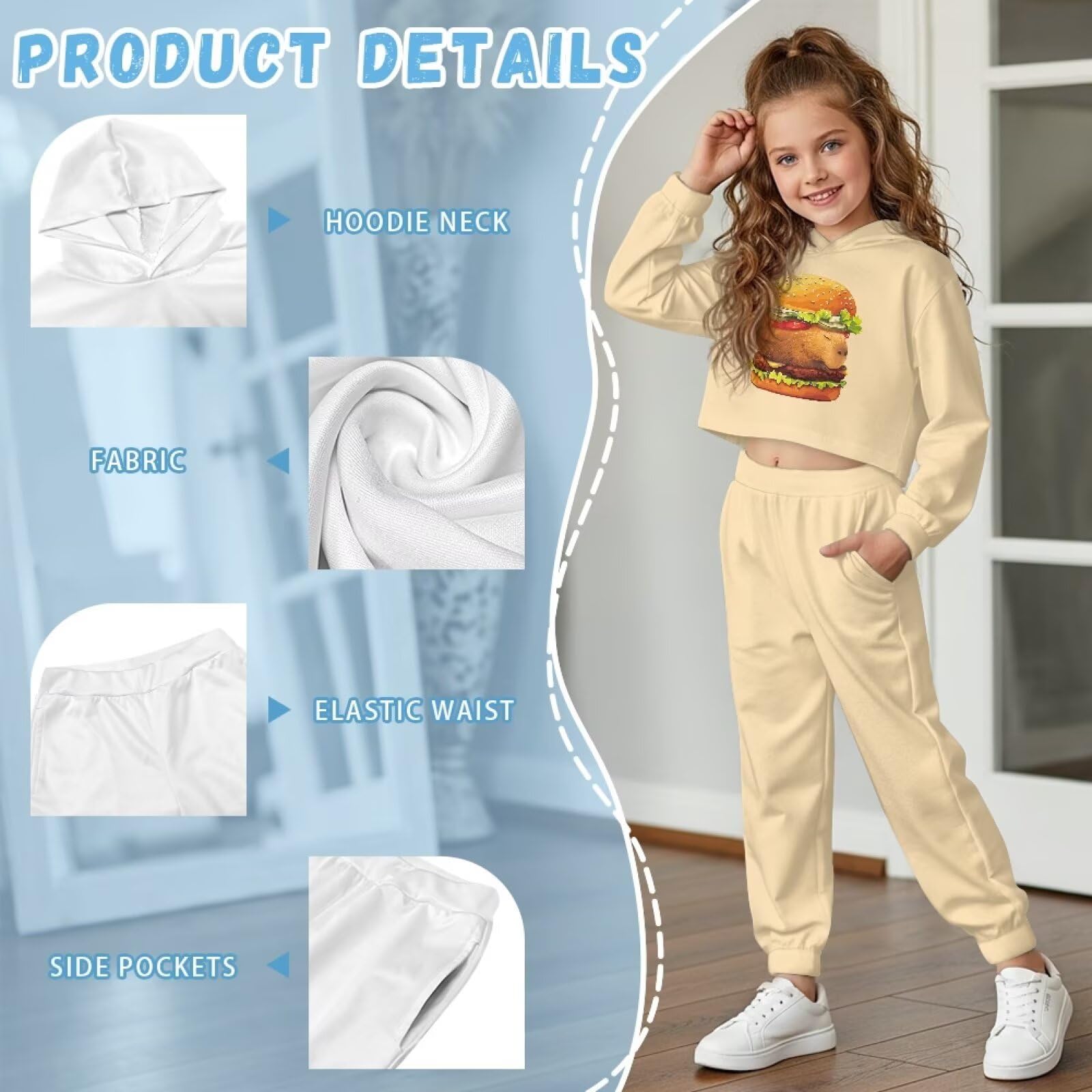 Girls Animal Hoodie & Tapered Pants Set