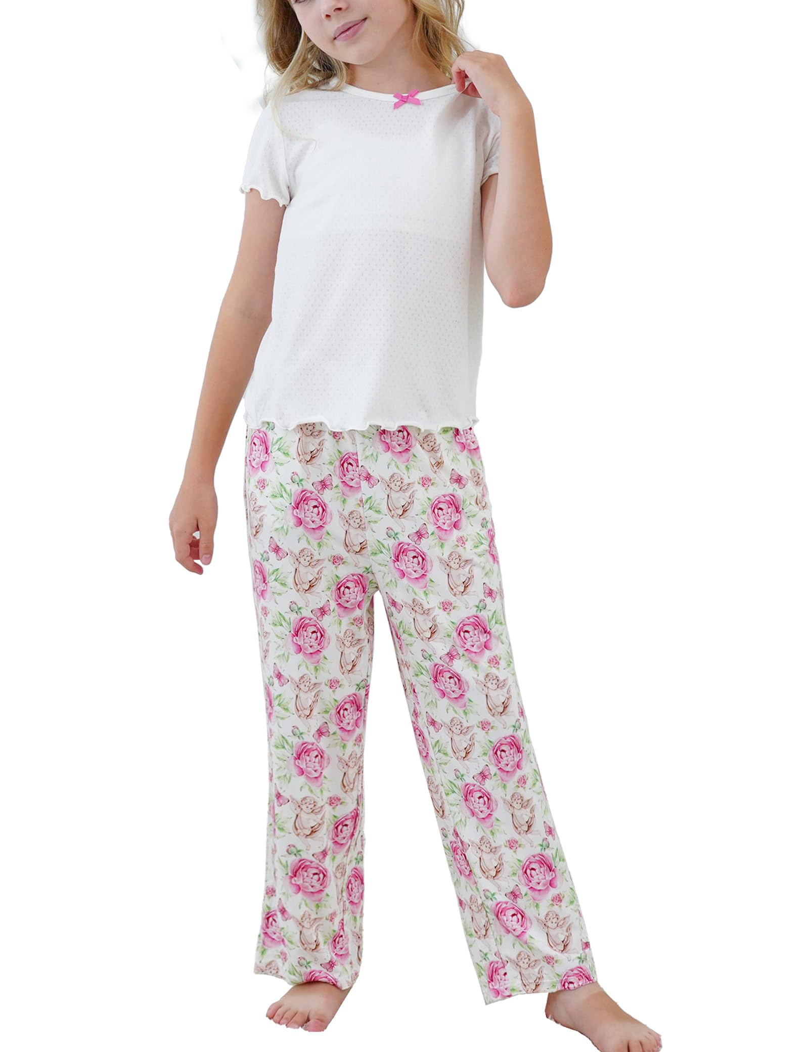 Girls Bamboo Viscose Short Sleeve Pajama Set