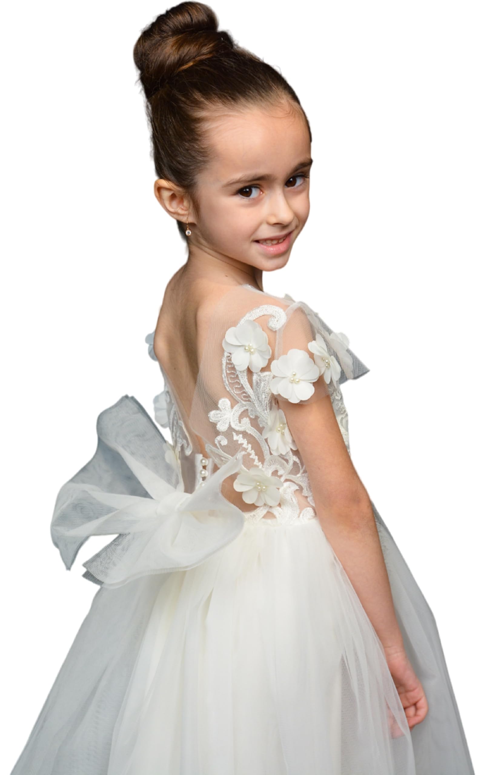 Girls Lace Tulle Flower Girl Dress