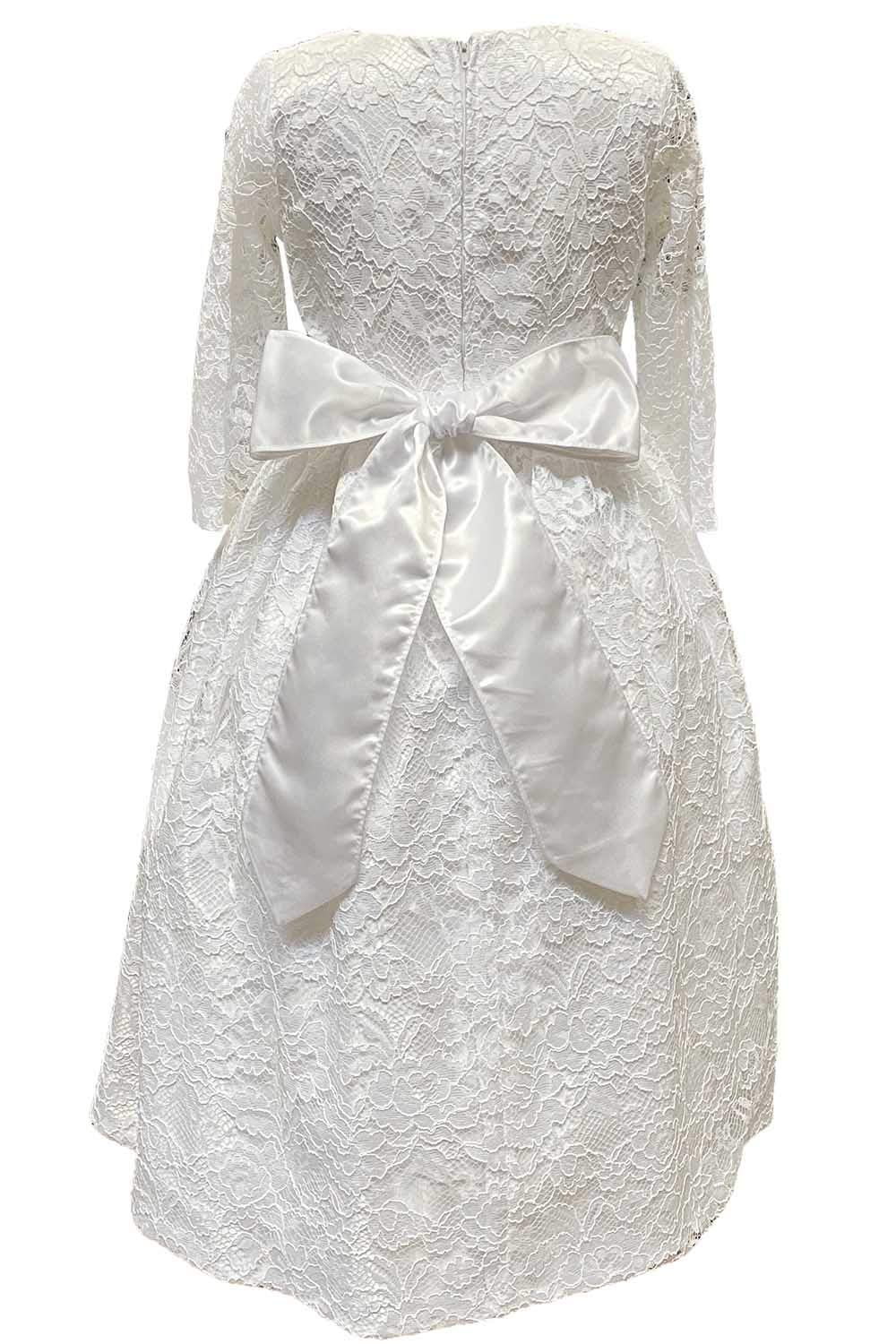 Girls White Lace First Communion Dress with Doll Dress