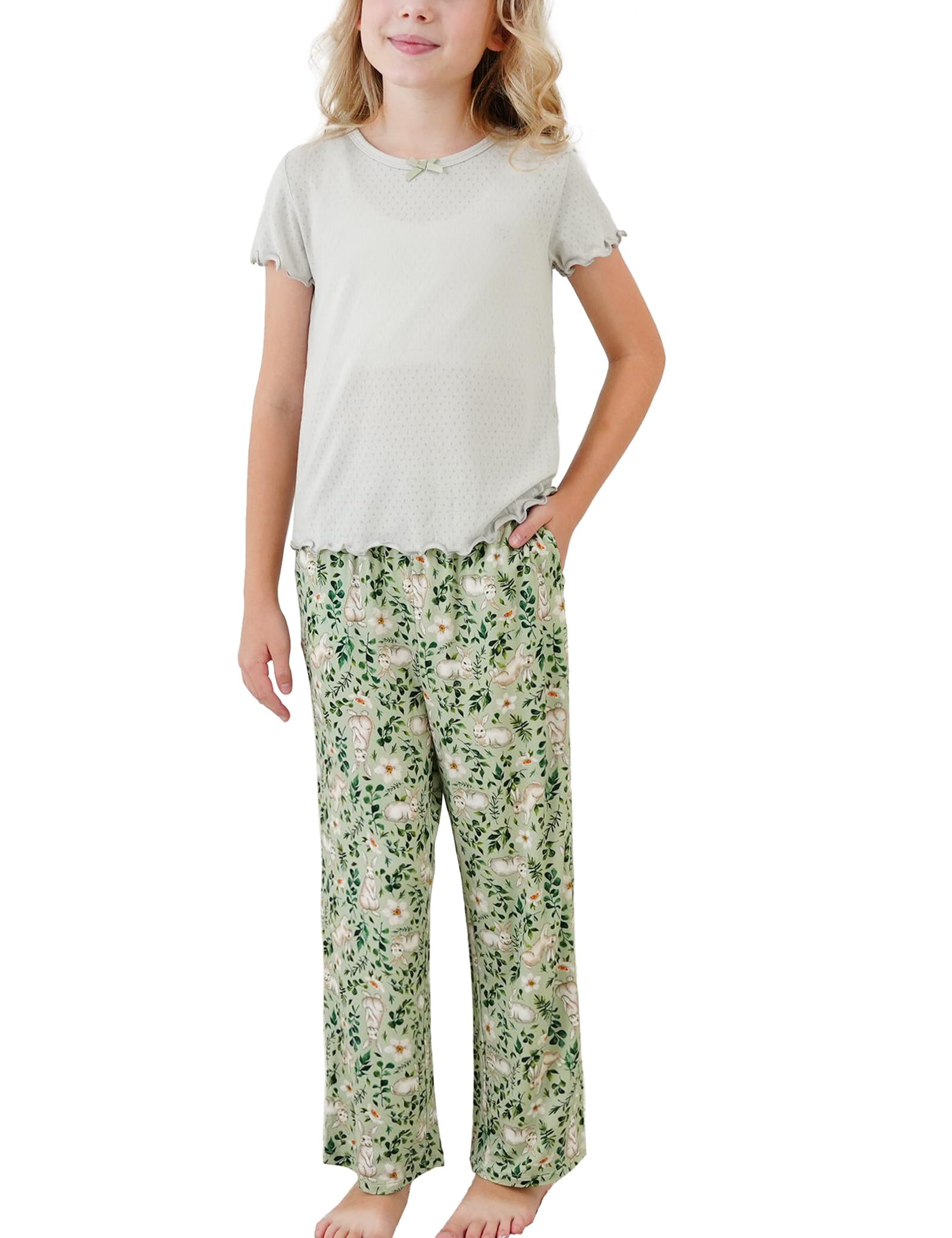 Girls Bamboo Viscose Short Sleeve Pajama Set