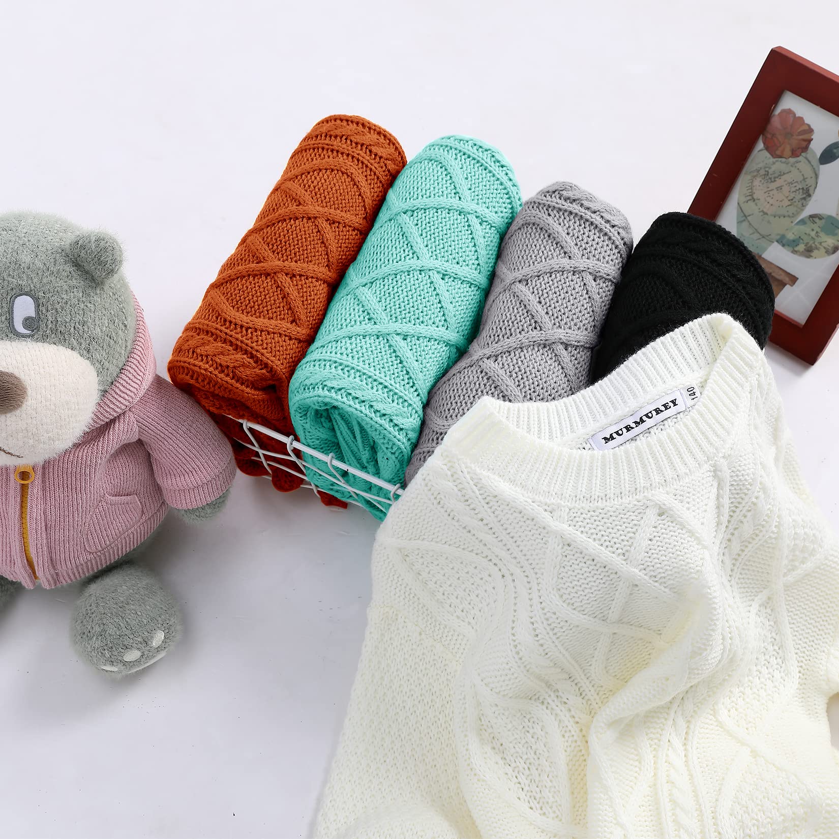 Kids Long Sleeve Cable Knit Crewneck Sweater