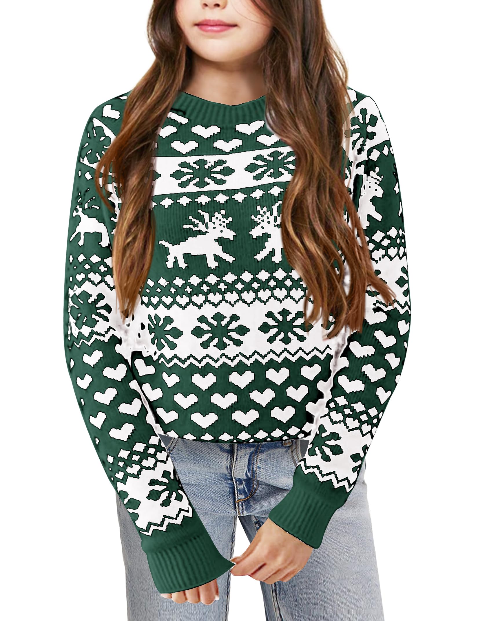 Kids Long Sleeve Cable Knit Crewneck Sweater