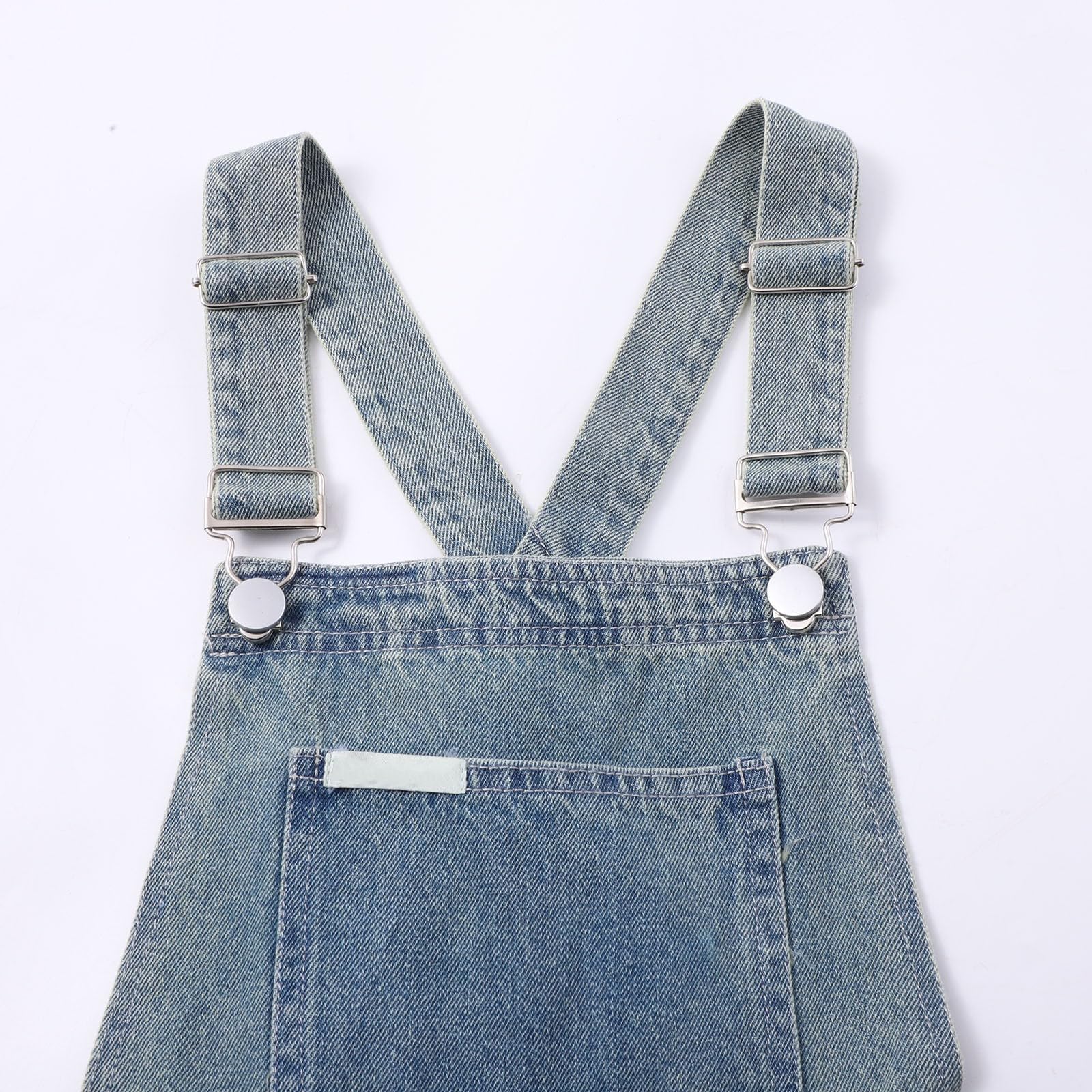 Girls Oversized Wide-Leg Denim Overalls