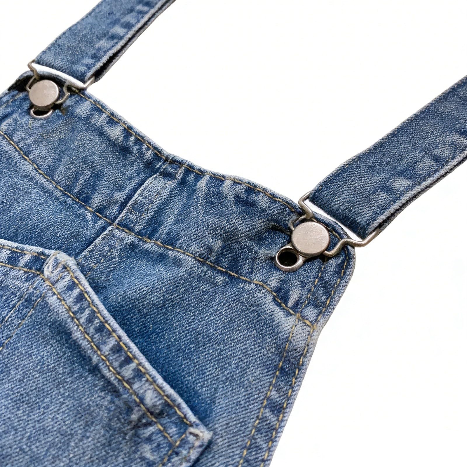 Girls Distressed Wide-Leg Denim Overalls