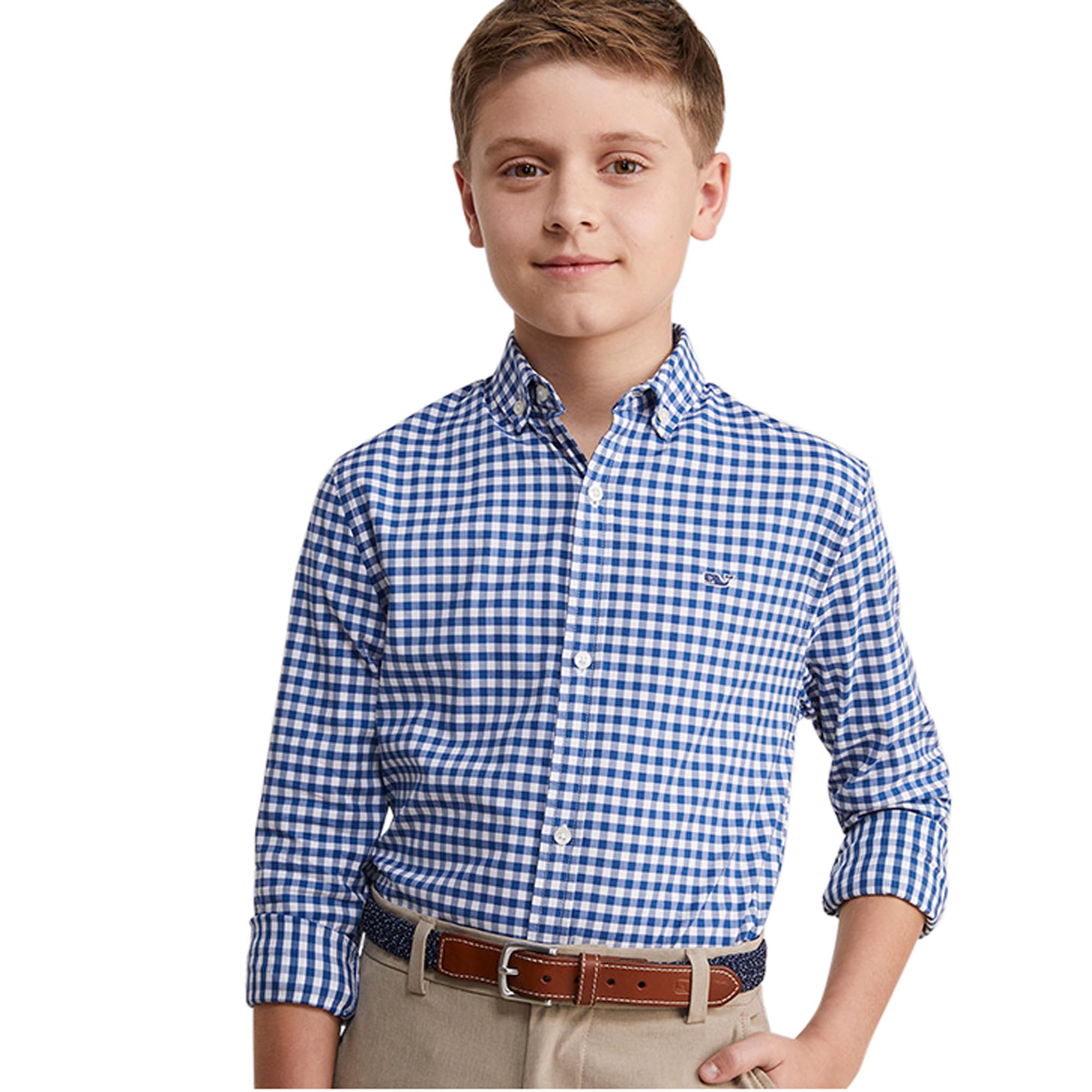 Vineyard Vines Boys' On-The-go Gingham Button-Down Shirt