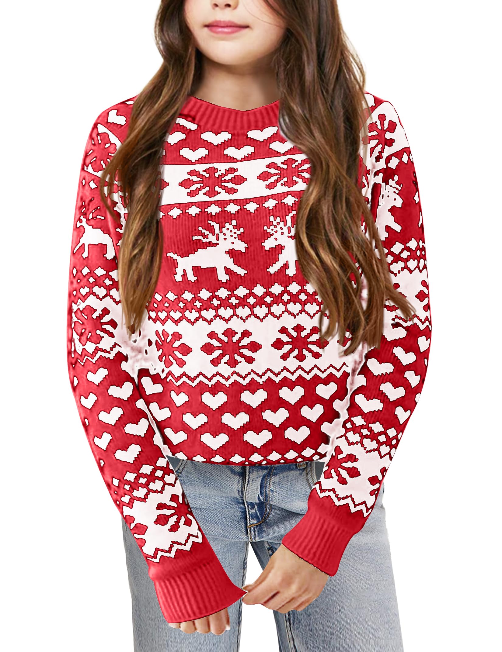 Kids Long Sleeve Cable Knit Crewneck Sweater